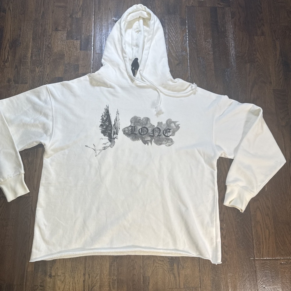 Vlone No Smoke Hoodie White XL Mens Streetwear Graphic Pullover EUC